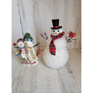 Unique snowman couple red cardinal bird variety Xmas set decor